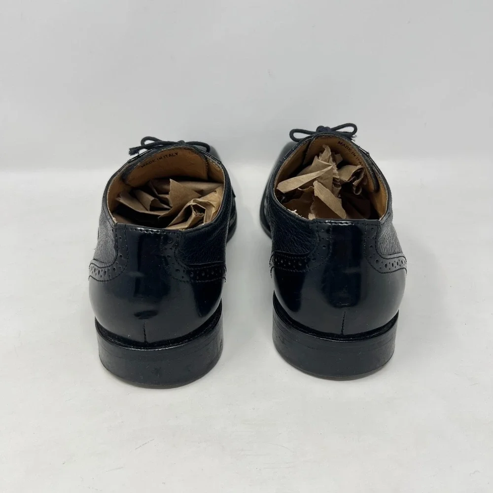 Mercanti Fiorentini Black‎ Leather Wingtip Oxford Dress Shoes Size 10M #7552